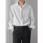 Loose Peak Collar Casual Patterned Shirt