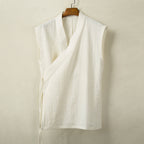 Cotton Linen Large Slanted Placket Vest