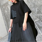 Japanese Casual Two-piece Irregular Short-sleeved Pleated Skirt