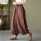 Cotton And Linen Loose Wide-leg Casual Big Bloomers