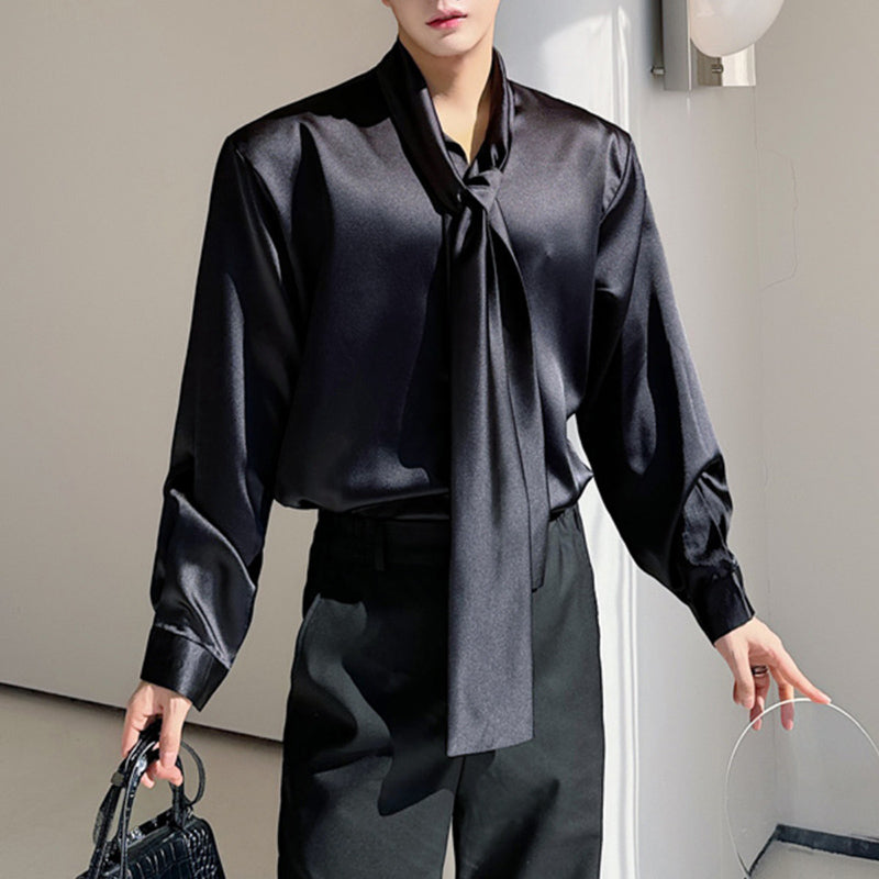 Simple Bow Tie Loose Casual Shirt
