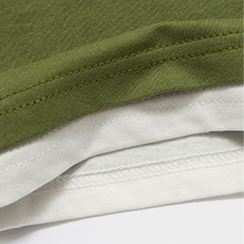 Japanese Loose Drop Shoulder Fake Two Piece T-shirt