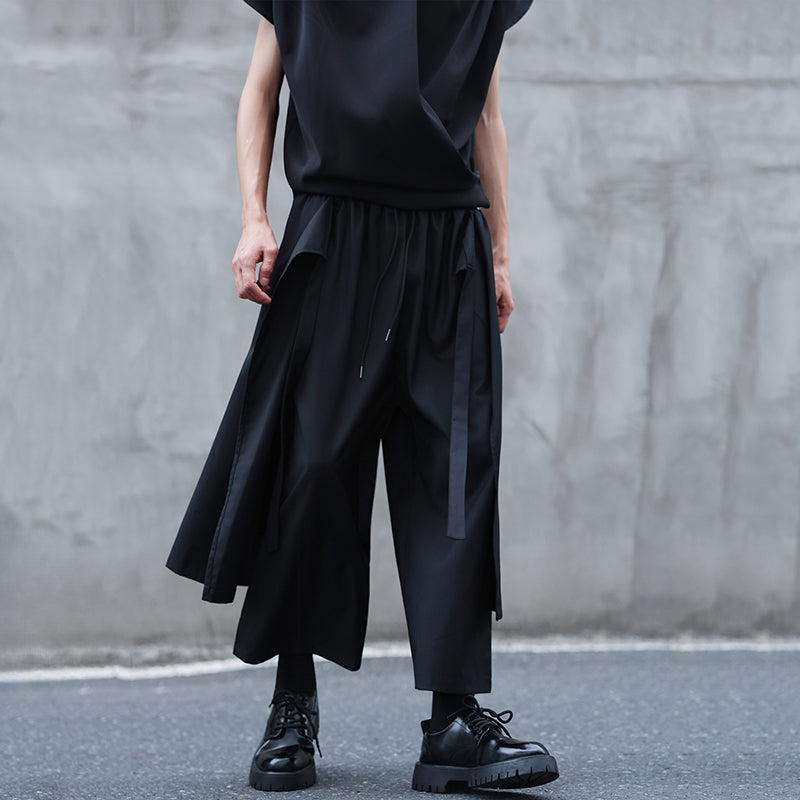 Japanese Fake Two-piece Draped Straight Wide-leg Pants