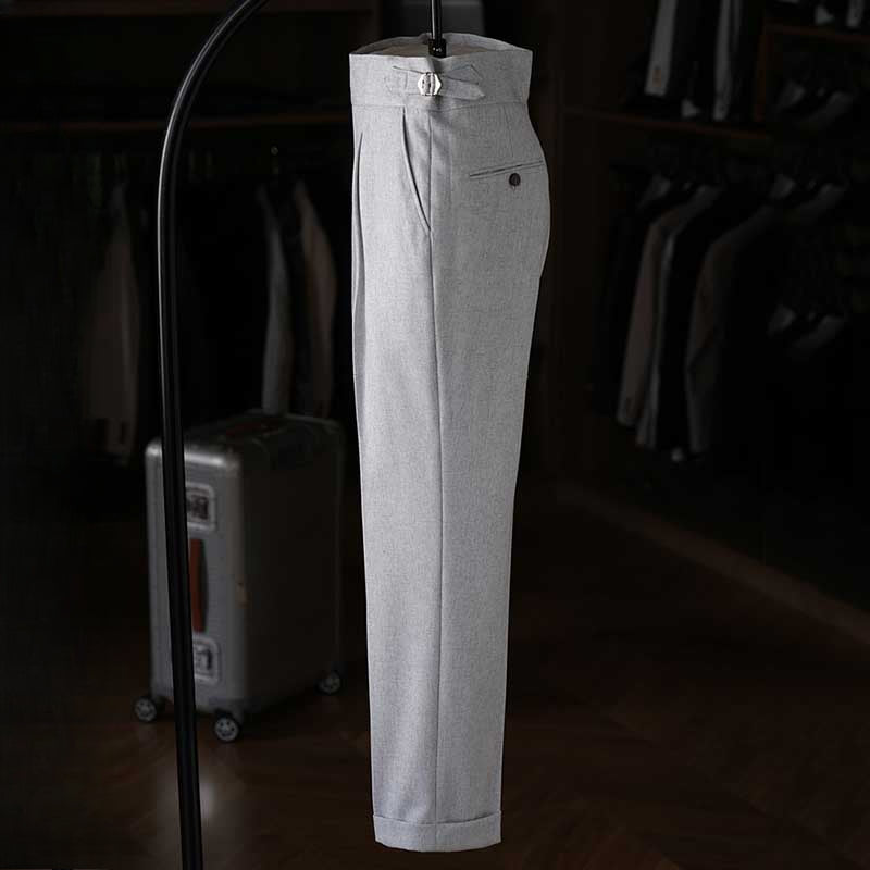 High-waisted Parisian Button Draped Suit Trousers