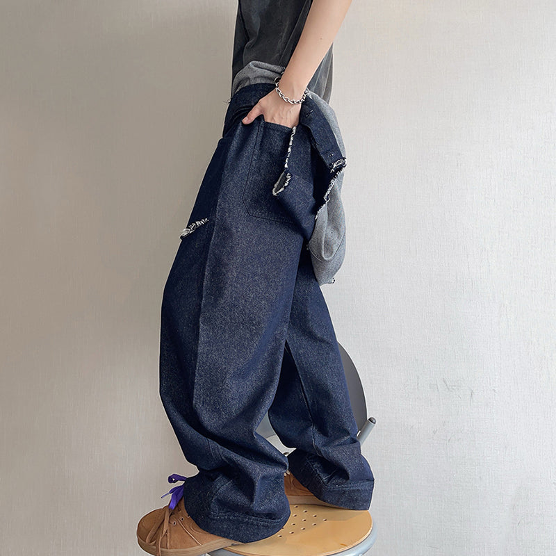 Vintage Loose Raw Edge Sleeveless Jumpsuit Jeans