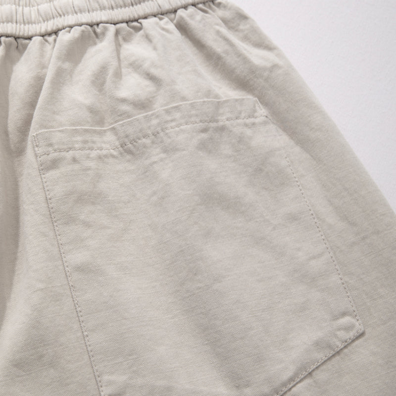 Cotton Elastic Drawstring Straight Loose Casual Shorts