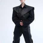 Dark PU Leather Cross Vest