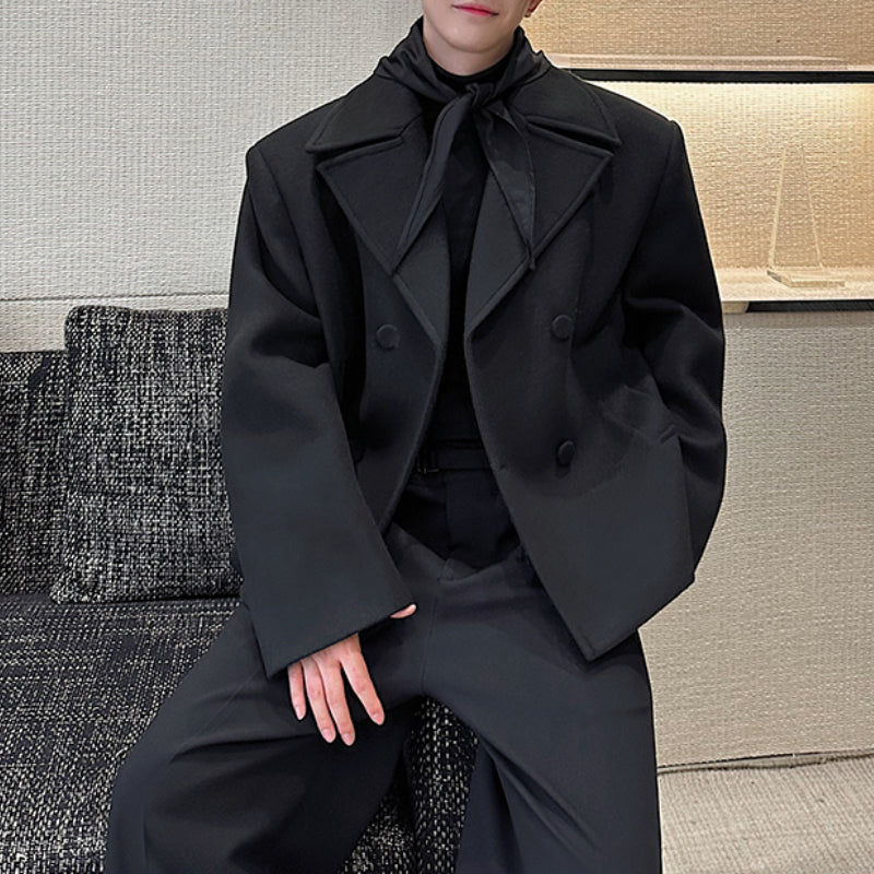 Double-breasted Lapel Thickened Wool Suit Jacket