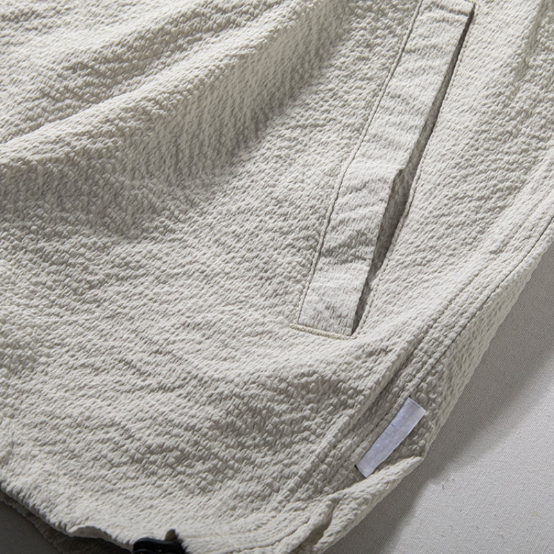 Textured Japanese Style Lapel Polo Shirt