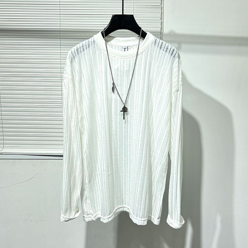 Round Neck translucent Long Sleeve T-shirt