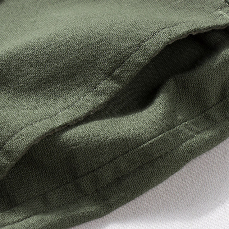 Thin Cotton and Linen Basic Solid Color Straight Loose Shorts