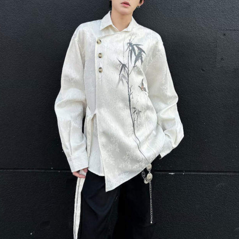 Bamboo Butterfly Lapel Jacquard Shirt