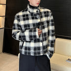 Check Stand Collar Cropped Jacket