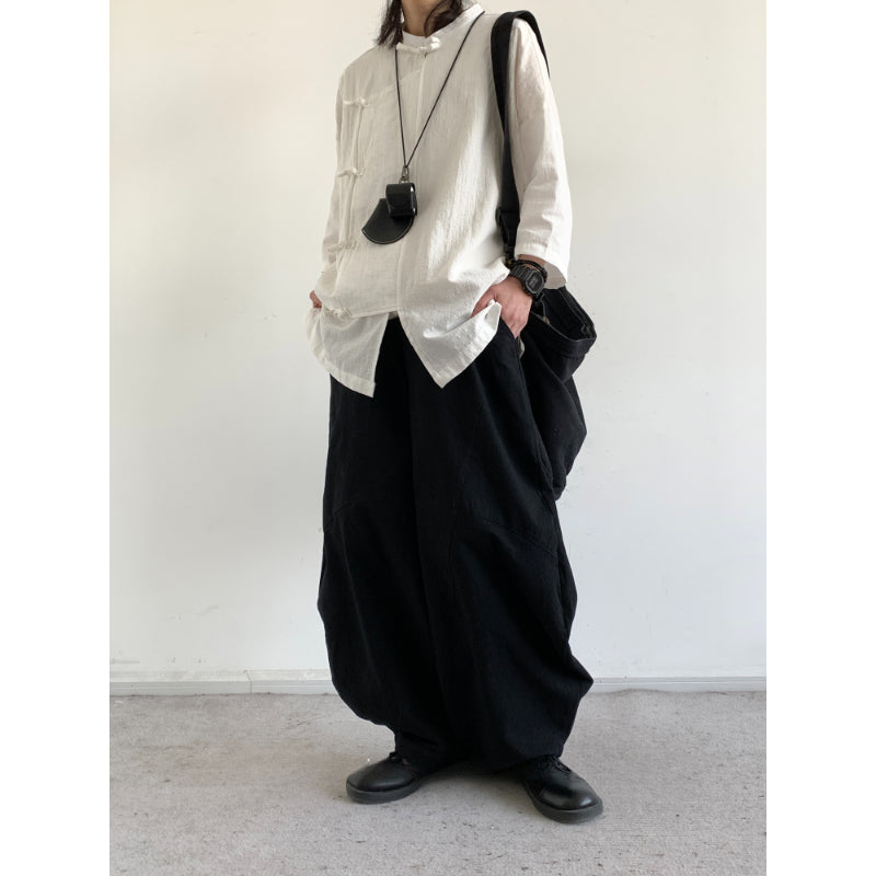 Loose Cotton And Linen Wide-Leg Pants