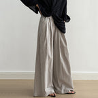 Striped Straight High Waist Loose Wide Leg Pants