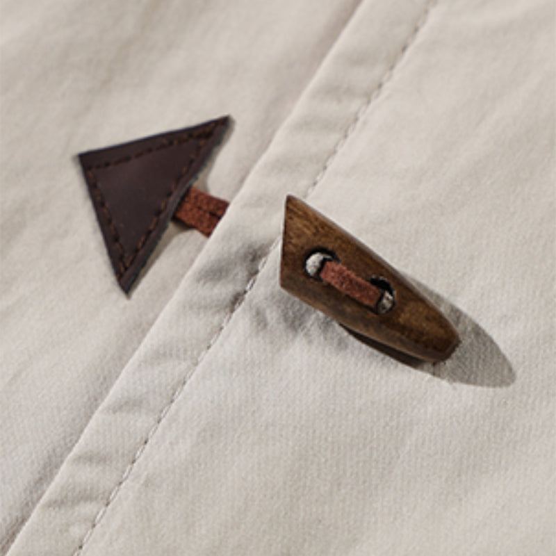 Cotton Japanese Retro Wooden Horn Button Shirt
