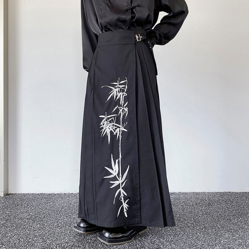 Vintage Embroidered Pleated Skirt Hakama