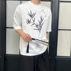 Embroidered Buttoned Casual Loose T-shirt