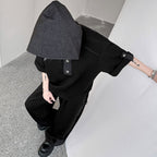 American Casual Contrast Color Stitching Hooded Sweatshirt Wide Leg Trousers Two-piece Set