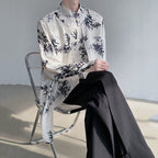 Bamboo Leaf Jacquard Flowing Fake Two-Piece Shirt