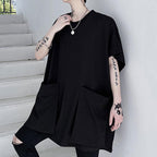 Loose pockets Round neck Short Sleeve T-shirt