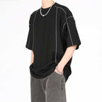 Topstitched Crew Neck Loose T-shirt