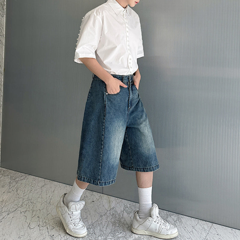 American Retro Washed Casual Wide-leg Scimitar Pants