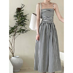 Striped Tube Top Suspender Dress