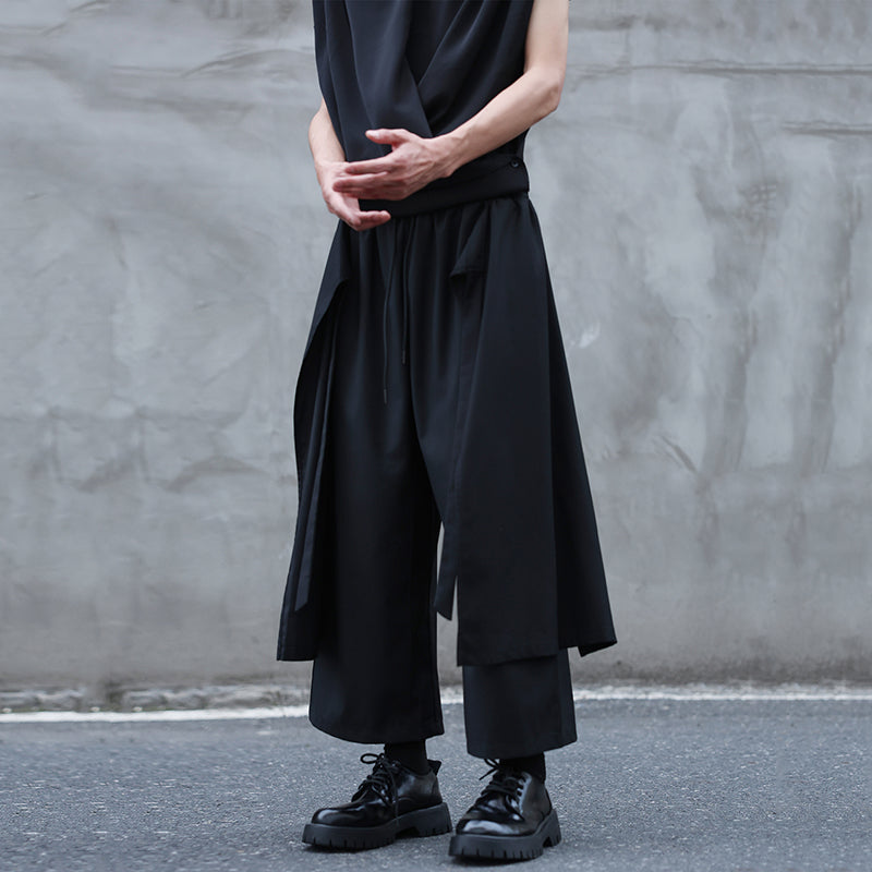 Japanese Fake Two-piece Draped Straight Wide-leg Pants