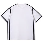 Paneled Contrast Striped Short Sleeve T-Shirt