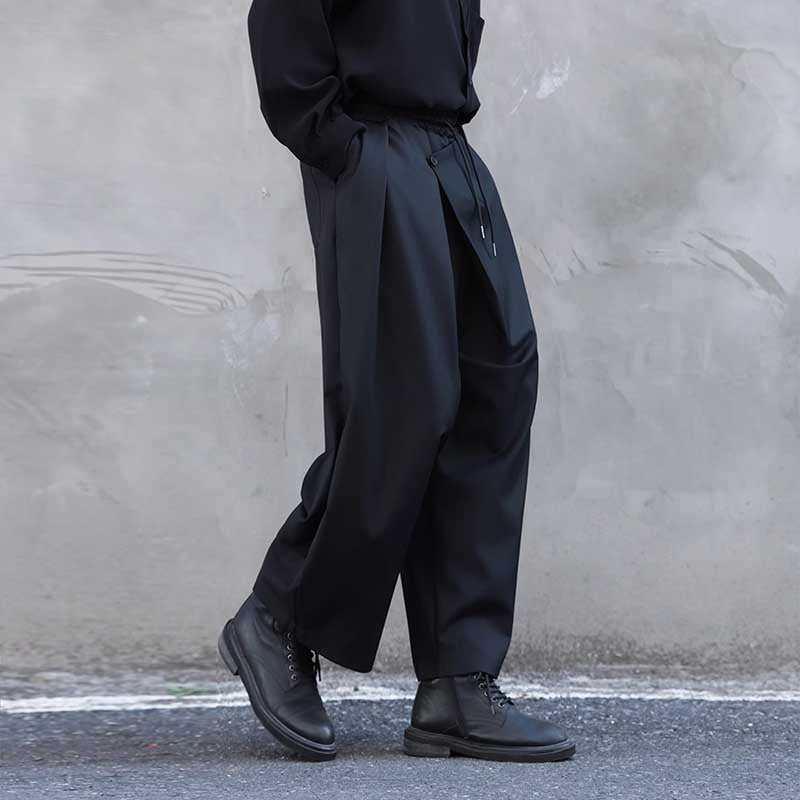 Straight-leg Casual Elastic Waist Wide-leg Pants