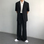 Men's Straight Belt Wide Leg Pants