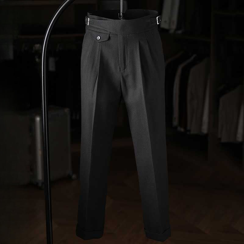 Italian Casual High Waist Retro Straight Suit Trousers