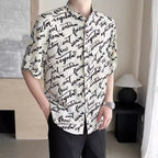 Printed Ice Silk Drape Short-sleeved Shirt