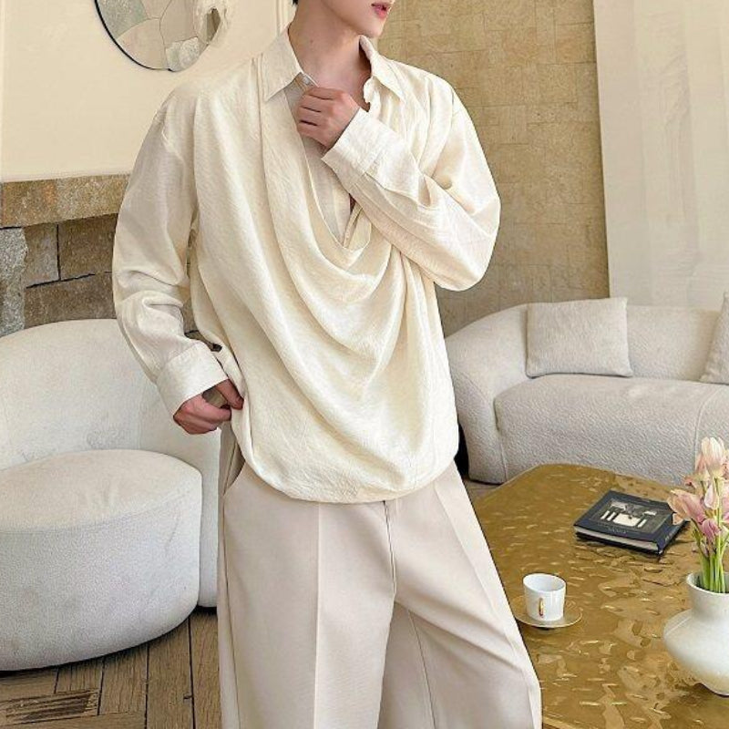 Stacked Fake Two-piece Loose Shirt