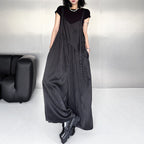 Loose Casual Stitching Striped Wide-leg Overalls