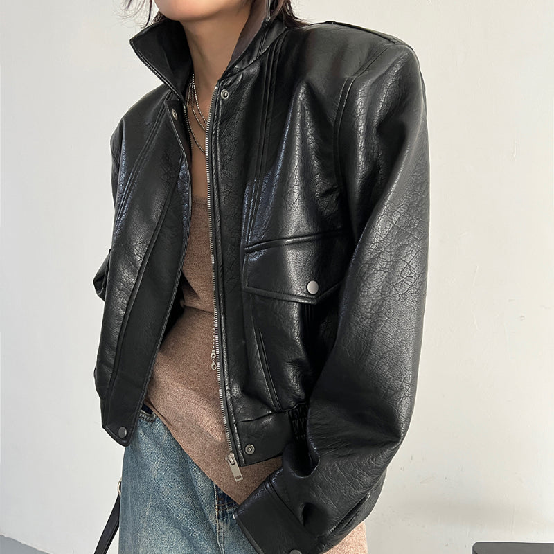 Short Vintage Leather Jacket