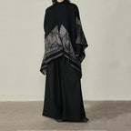 Slit Reversible Knitted Shawl Cape