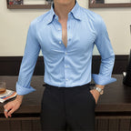 Striped Point Collar Casual Slim Shirt