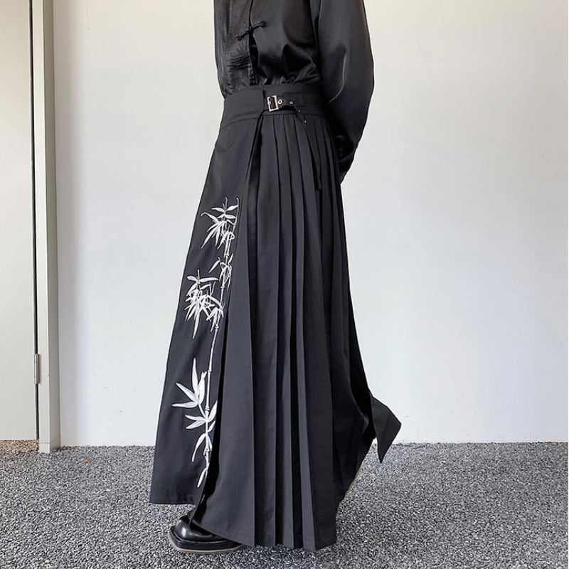 Vintage Embroidered Pleated Skirt Hakama