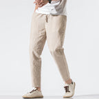Cotton and Linen Striped Pants