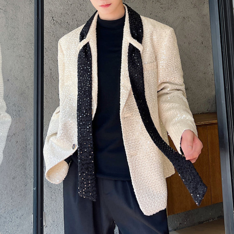 Ribbon Sequin Stage Dress Blazer