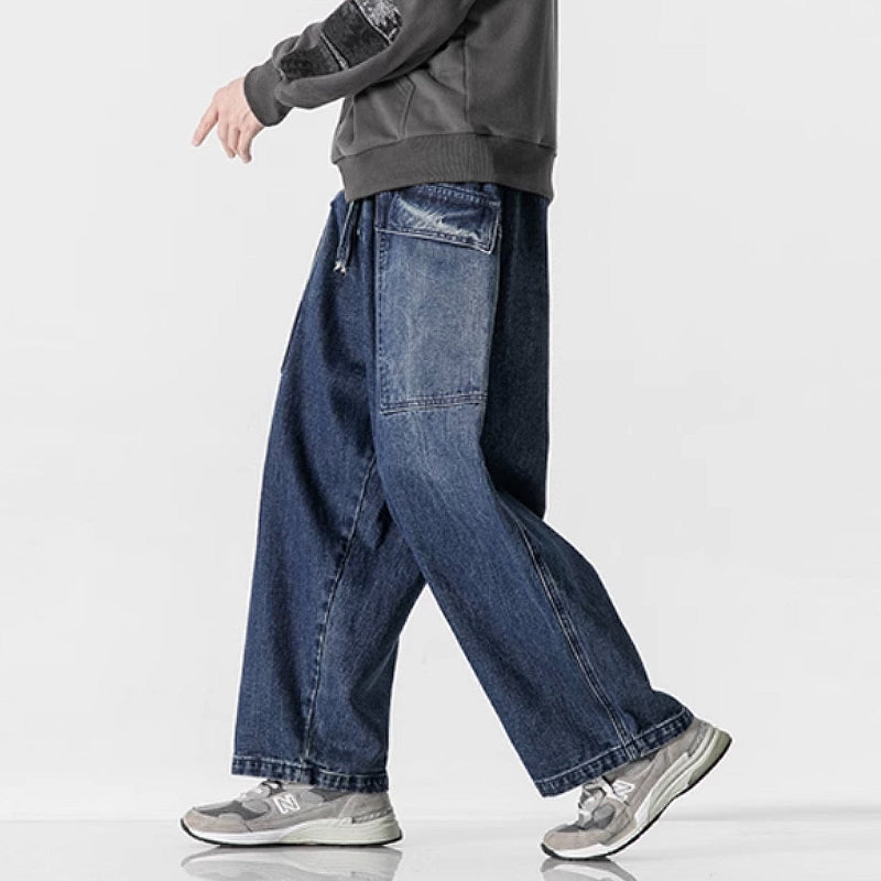 Loose Wide Big Pocket Straight Jeans