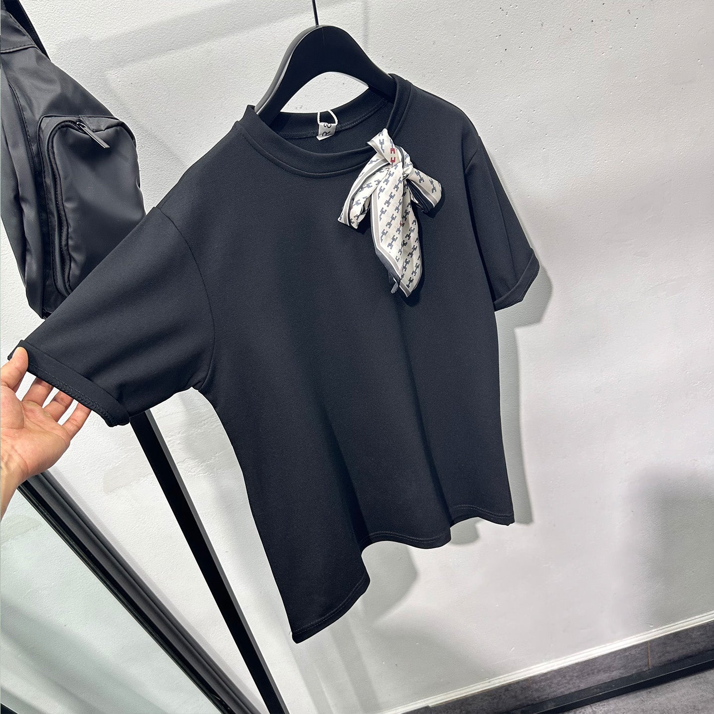 Bow Scarf Loose Casual T-shirt