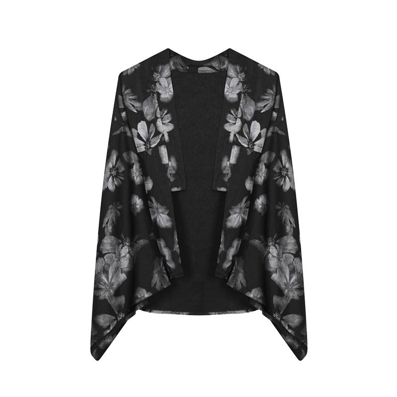 Retro Printed Large Sleeve Loose Cardigan