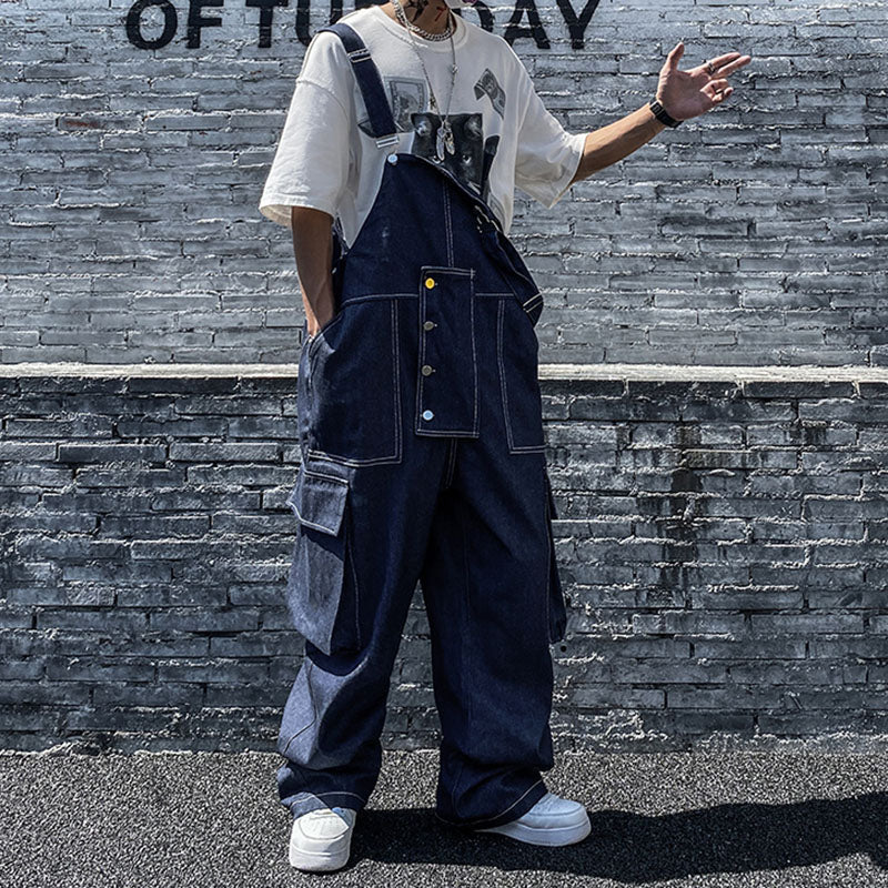 Retro Straight Loose Denim Bibs