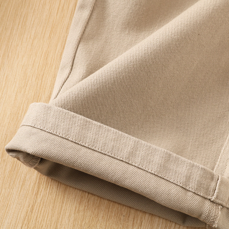 Thick Brushed Cotton Loose Straight Pants