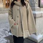 Loose Scarf Fringed Coat