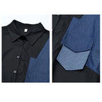 Denim Patchwork Pocket Long Sleeve Shirt