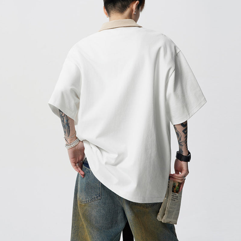 American Retro Polo Collar Loose T-shirt